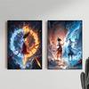 Chinese Anim Nezha Painting Calligraphy HD Canvas Poster living room bedroom bar aesthetic decoration