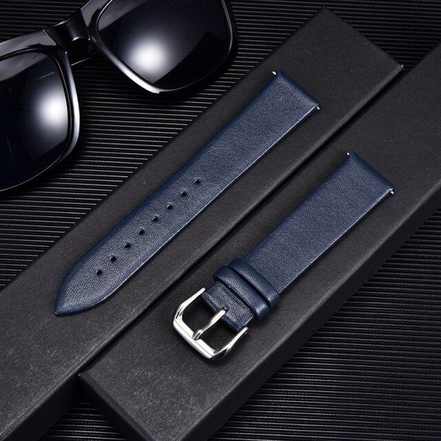 Новый мягкий тонкий ремешок для часов из натуральной телячьей кожи 14 мм, 16 мм, 18 мм, 20 мм, 22 мм, сменный ремешок для мужчин и женщин, аксессуары для часов