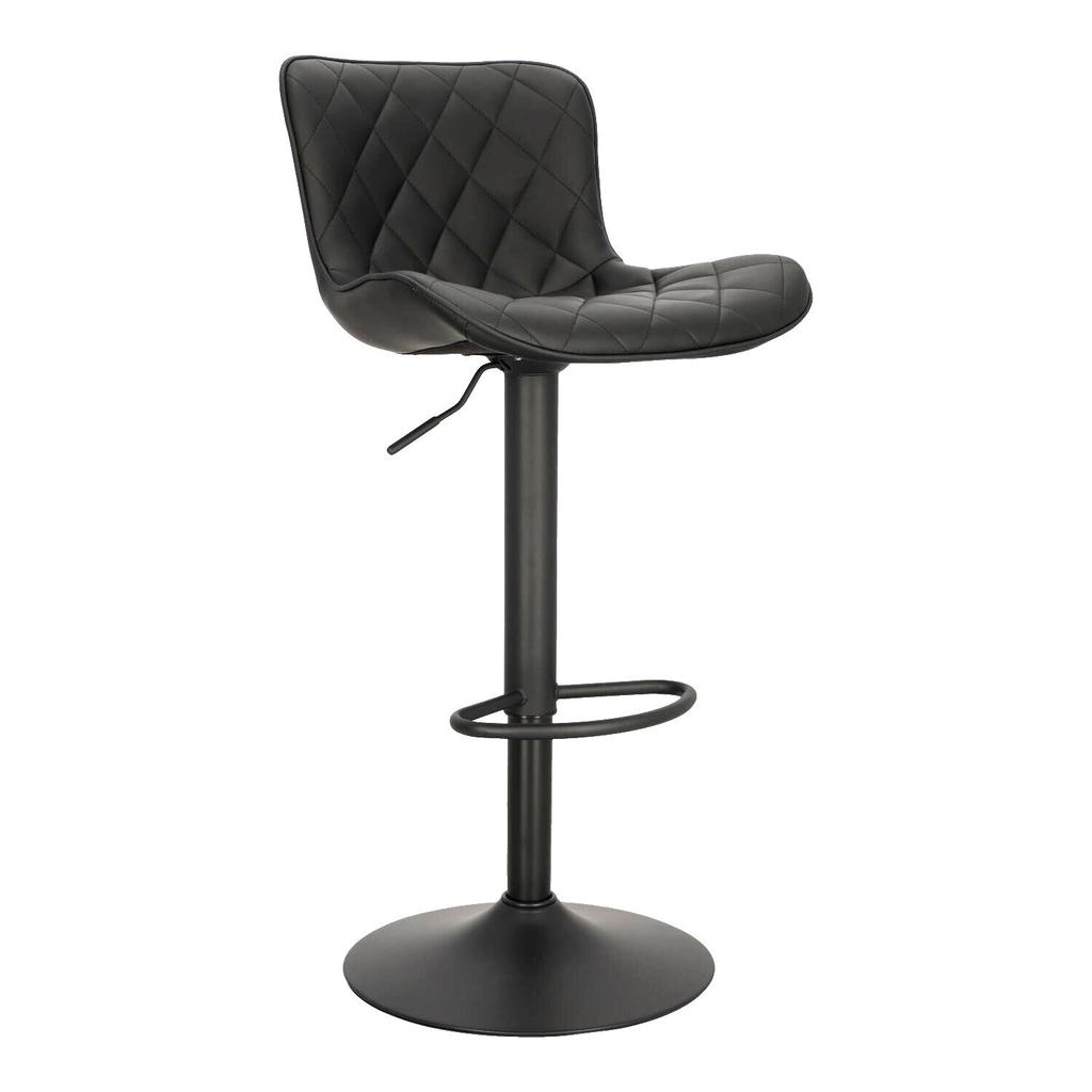 Aland Upholstered Stool Black, Adjustable Metal