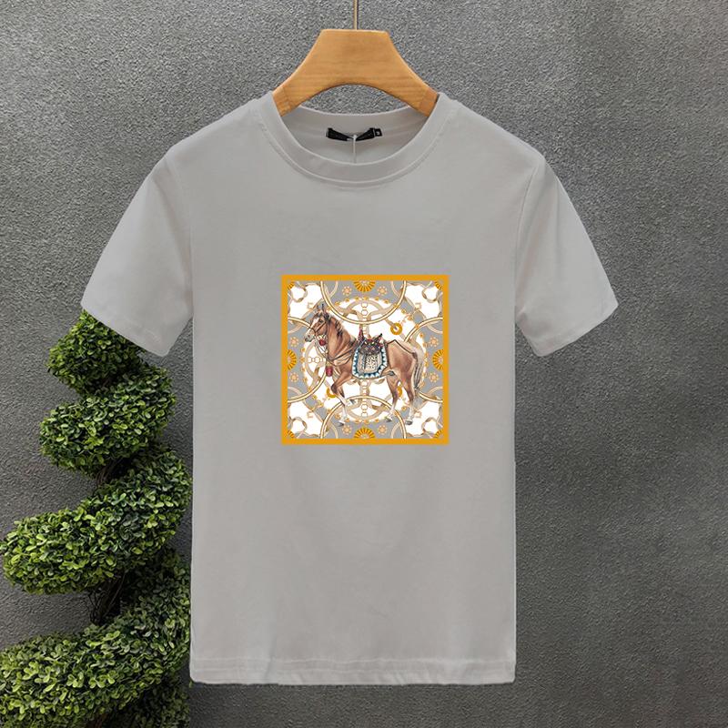 High Quality Luxury Brand 100% Cotton Design Horse Printing Tees Summer Harajuku Men/Women Short Sleeve T-shirt Asian Size S-5XL