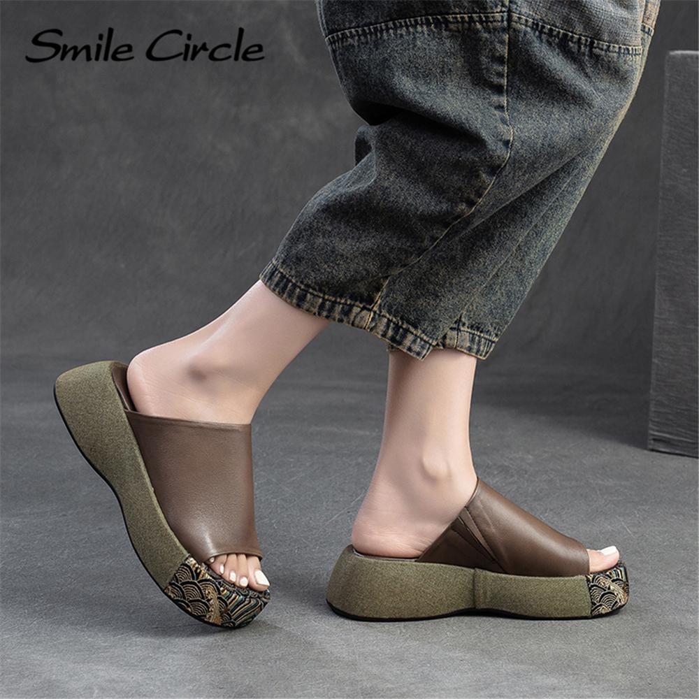 Новые летние тапочки на толстой подошве с открытым ртом в стиле ретро, ​​уличные тапочки в стиле кантри, модная кожаная женская обувь для отдыха