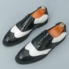Тренд Новые мужские остроносые черные с белыми вставками на шнуровке повседневные оксфорды мужская нарядная обувь для выпускного вечера мужская формальная свадебная обувь