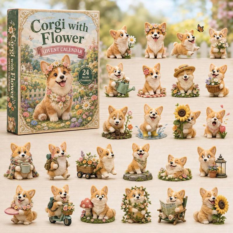 2026 Dog-Themed Christmas Advent Calendar Acrylic Blind Box Gift Kids Adults Decorative Hanging Ornament