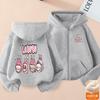 Children's Hooded Sweatshirt for Autumn and Winter, Cartoon Fashionable Zipper Long-sleeved Sweatshirt for Girls