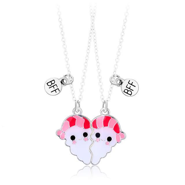 Модный новый магнит притягивает мультяшного человека, подвеска из сплава с капающим маслом, лучший друг, детская пара ожерелье