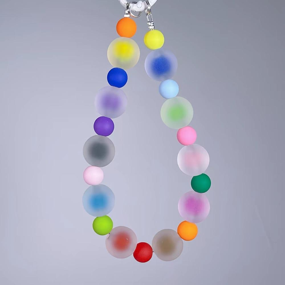 Frosted Skin-like Beaded Phone Lanyard Anti-lost Phone Charms Gifts Car Keychain For Women Girls