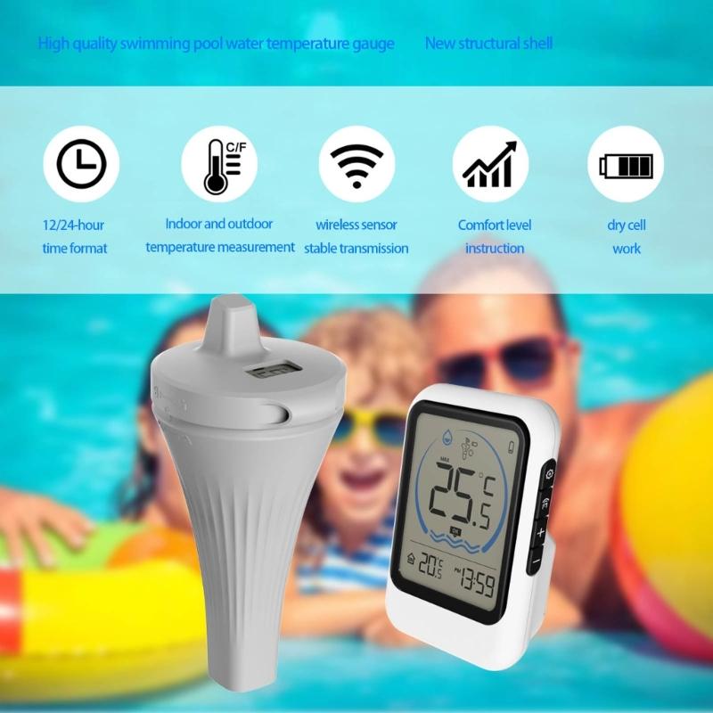 Multiple Sensors Water Temperature Monitor Floating Probes Digital Display High Low Record for Pools Hot Tubs & Fish Tanks
