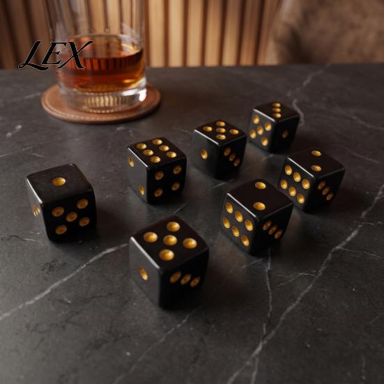 Acrylic Gaming Dice 5/10/15Pcs 16mm Black with Golden Dots, 6-Sided Set Set, Classic Tabletop Board Game Accessories Polyhedral