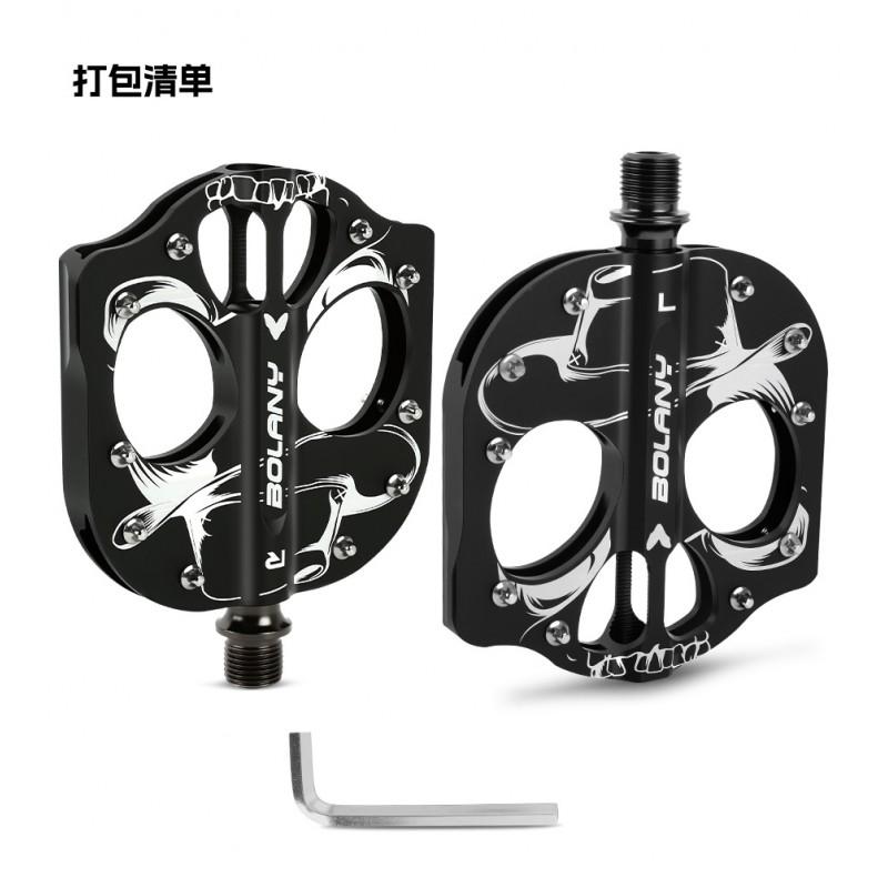 Aluminum Alloy Bicycle Pedals With Triple Sealed Bearings Skull Hat Design Wide Non-Slip Platform Mountain Road Bike
