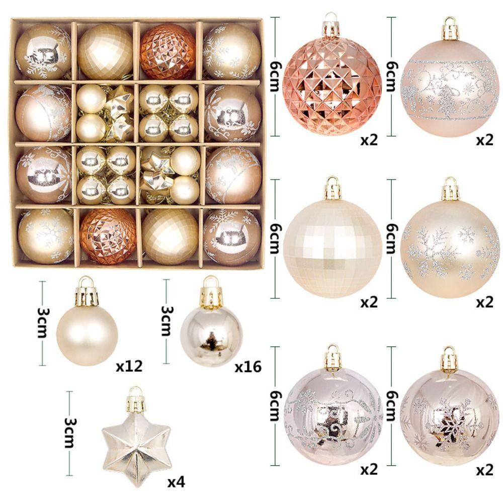 44PCS 3-6cm Christmas Ball Set Plastic Xmas Baubles High-quality Xmas Ornament Ball  Home