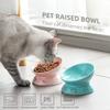 Ceramic Raised Cat Bowls Slanted Cat Dish Food or Water Bowls Elevated Porcelain Pet Feeder Bowl Protect Cat's Spine Str Free B