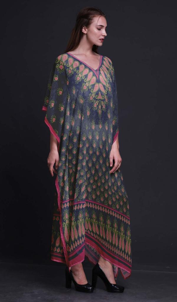 Phagun Floral & Paisley Ladies Kaftan Holiday Loungewear Maxi Dress Beach