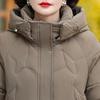 Зимнее длинное пальто, женская верхняя одежда с капюшоном, элегантные куртки для женщин среднего возраста, толстые теплые парки больших размеров