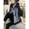 Female Spring Personalized Patchwork Denim Jacket with Temperament, Long Sleeved Hooded Baseball Jacket