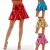 Женская блестящая металлическая юбка голографическая юбка-солнце с высокой талией расклешенная юбка для коктейльной вечеринки