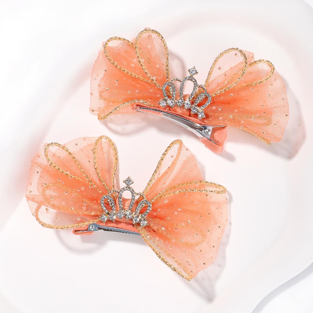 2pcs/set Lovely Lace Bows Hair Clips for Girls Sweet Solid Color Gauze Clip Soft Hairpins Pink Princess Kids Hair Accessories