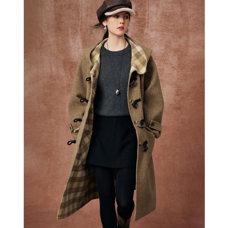 French-Style Reversible Wool-Blend Hooded Trench Coat
