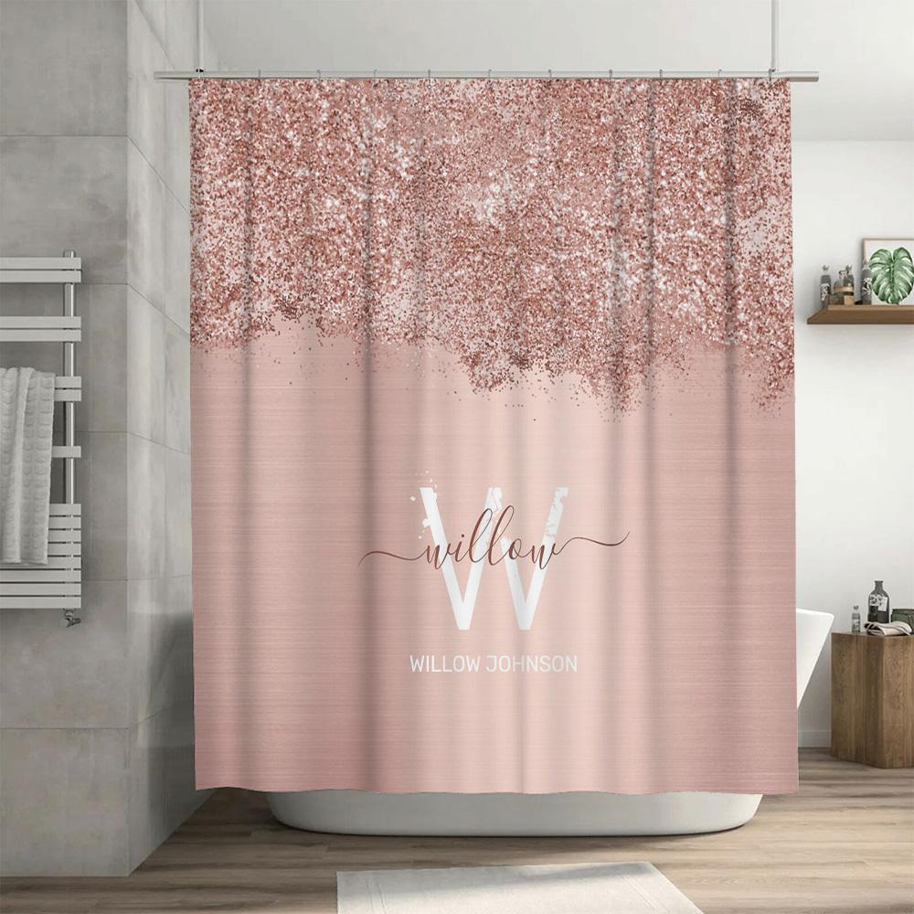 Custom Shower Curtain With Glitter Design For Bath Decor Modern Bathroom Accessories For Her Gift Idea
