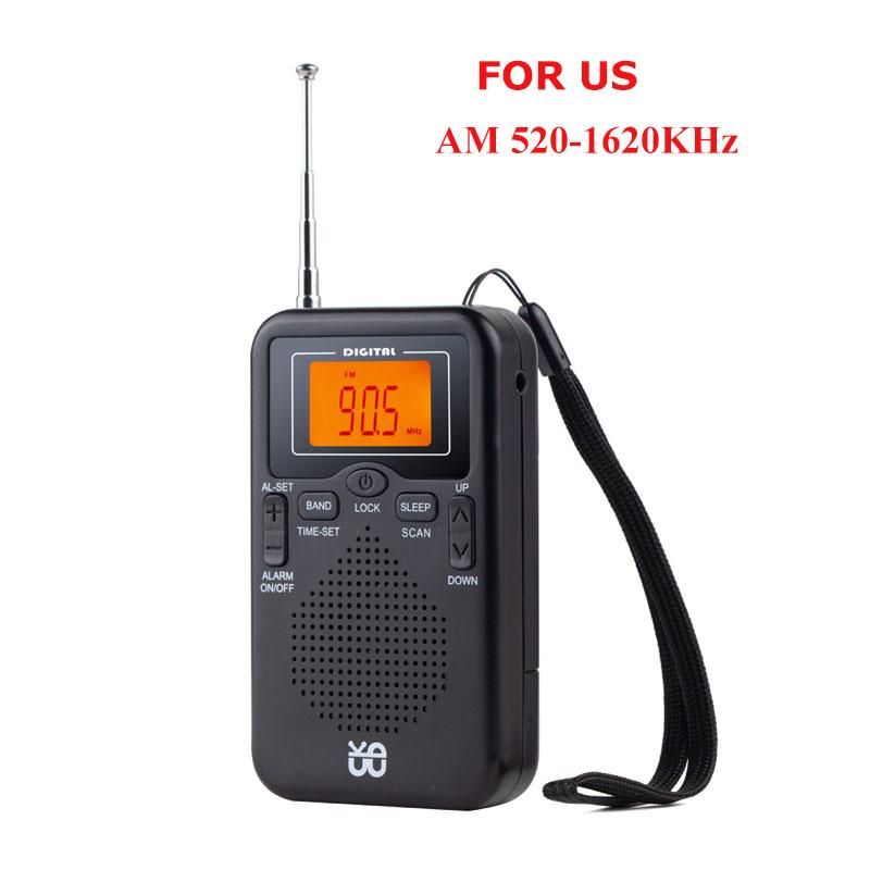 Mini AM FM Radio Portable Stereo Pocket Radios Speaker with LCD Display Support Time Alarm Best Reception Walkman Radio Player