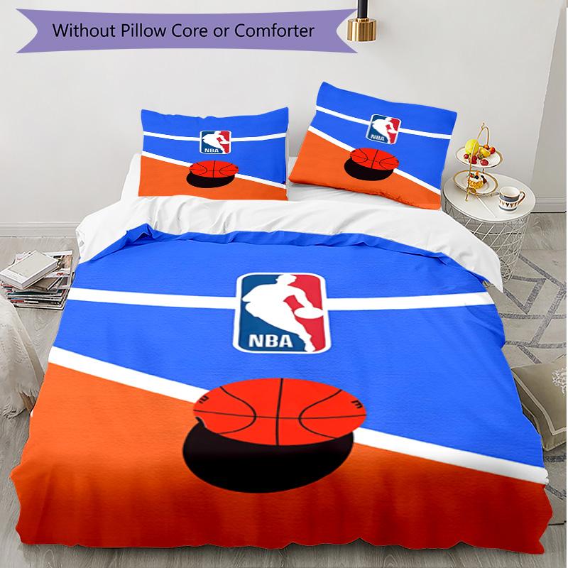 3pcs Duvet Cover Set (1*Duvet Cover + 2*Pillowcase, Without Core), NBA basketball Print Soft All‑Season Bedding Set, Home Bedroom Decor Gift