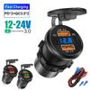 4-Ports USB Quick Chargerwith LED Voltmeter Dual PD And Dual QC3.0 Fast Charge Adapter Waterproof For Car Boat And Motorcycle 12/24V