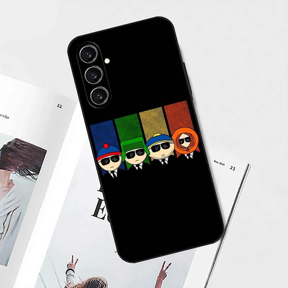 Cartoon Funny S-South-P-Park Phone Case For Samsung S25,S24,S21,S22,S23,S30,Ultra,S20,Plus,Fe,Lite,Note,10 Black Soft Shell