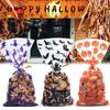 50PCS Halloween Cellophane Bag Halloween Pumpkin Spider Candy Transparent Sweet Treat Gift Bags for Halloween Party Favor Supplies