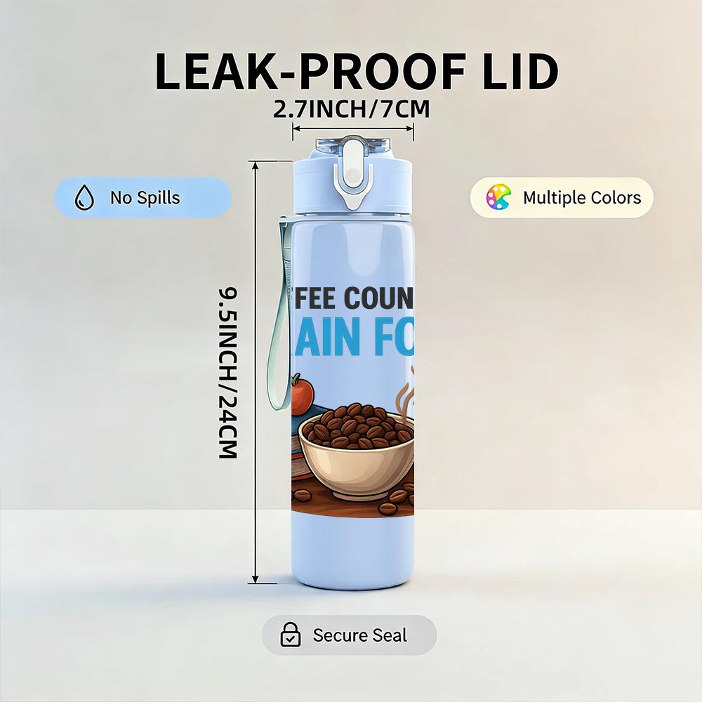 1PC Coffee Brain Food Cup Graphic,750ml Color Plastic Sports Water Bottle,Leakproof Flip Straw Lid,Suitable for Sports Office Home Use