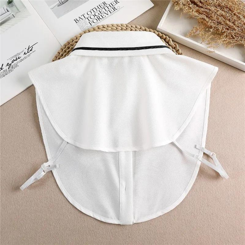 Classic Fake Collar Blouse Women Detachable Shirt Collar Chiffon False Collar Woman Lapel Blouse Top Tie for Women Decor
