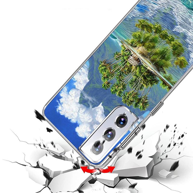 Летний Закат на Пляже Море Пальма Чехол для Телефона для Samsung Galaxy S24 S25 Edge S26 Ultra S23 S22 S21 Plus S20 FE + Персонализированный Pr