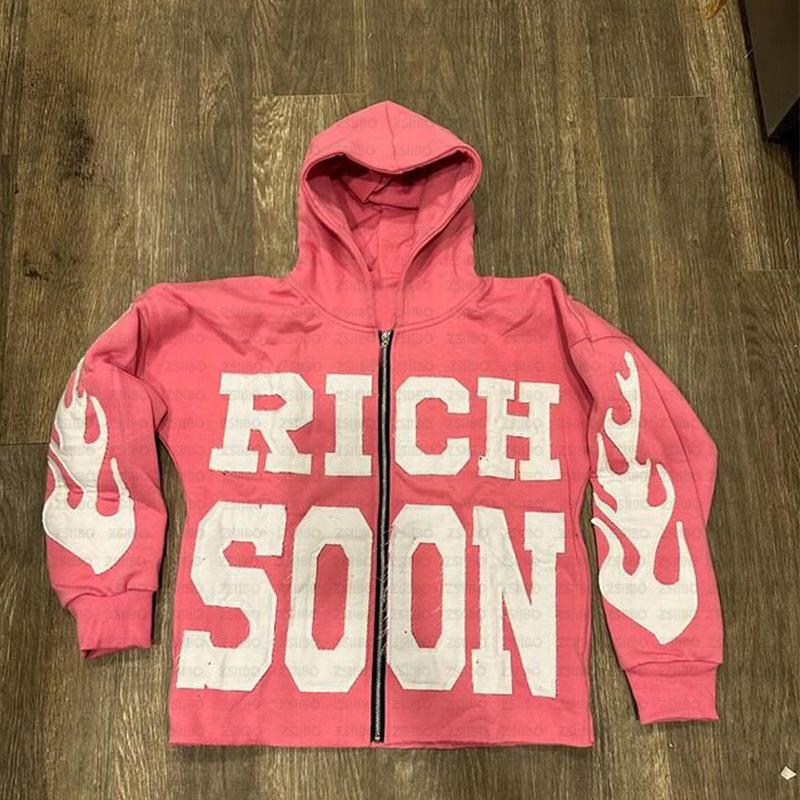 New European and American letter 3d printed zipper cardigan casual personality trend high street hip hop style men's and women's sweater