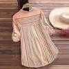 Plus Size Womens Three Quarter Striped Print V-Neck Loose Fit Top T-Shirt Blouse
