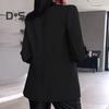Women Suit Coat Autumn Winter Long Sleeved Cardigan Coat Casual Lapel Solid Color Suit for Business Daily Wear