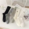 Women's Bow Mid-Calf Mesh Socks - Breathable Solid Color for Spring & Autumn
