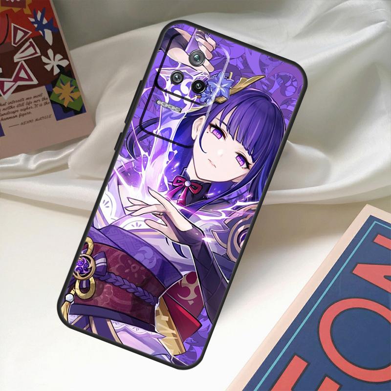 Genshin Impact Raiden Shogun Case For POCO X6 Pro M6 X5 X3 M5s F3 F5 Xiaomi 14 Ultra 13 12 Lite 11T 12T 13T Pro Coque