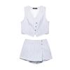 2025 Spring Women's European & American Style Button-Embellished Sleeveless Vest & Mini Skirt Set