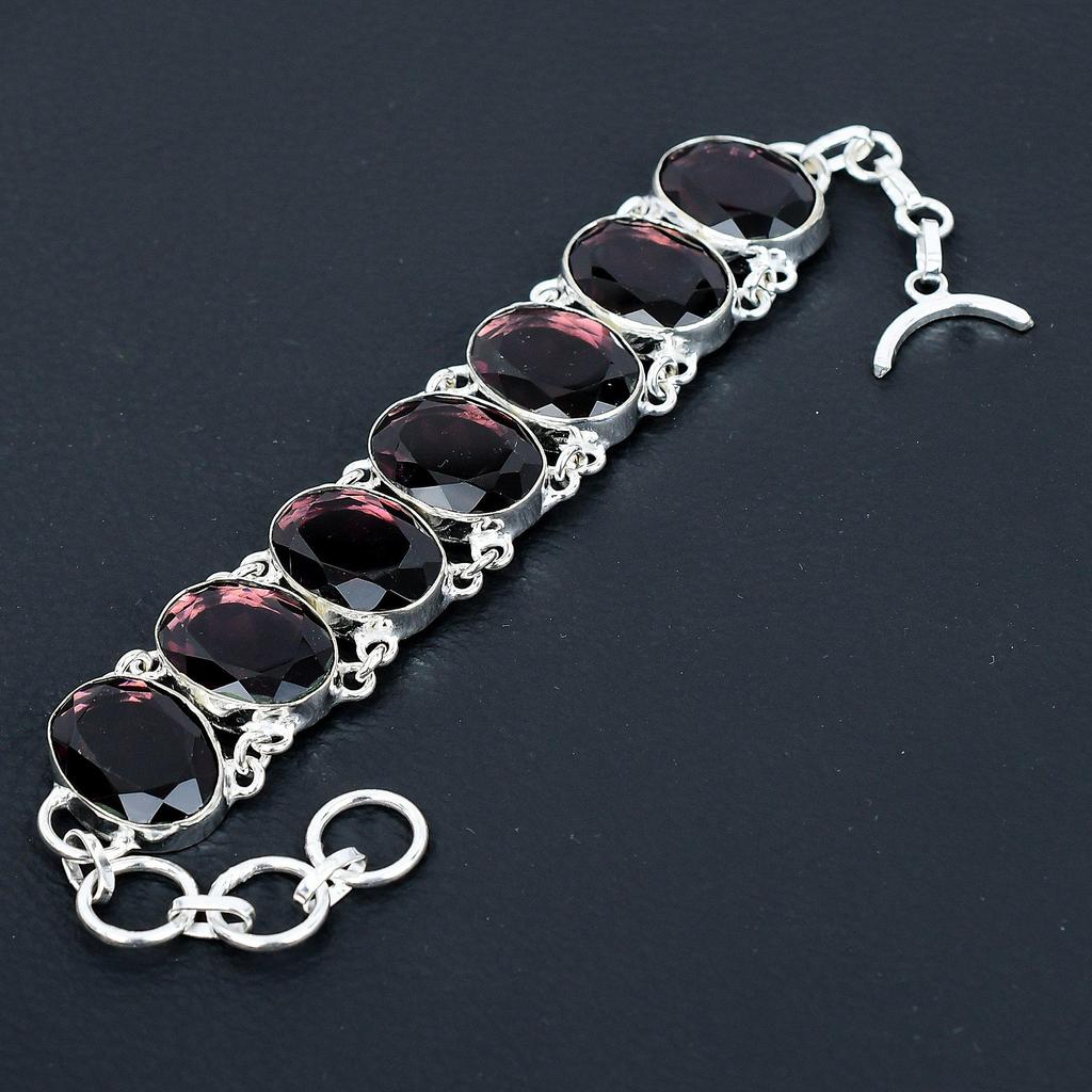 Браслет из драгоценного камня с розовым аметистом, ювелирный браслет из стерлингового серебра 925 пробы, ювелирный браслет с аметистом для женщин, браслет, подарки для нее