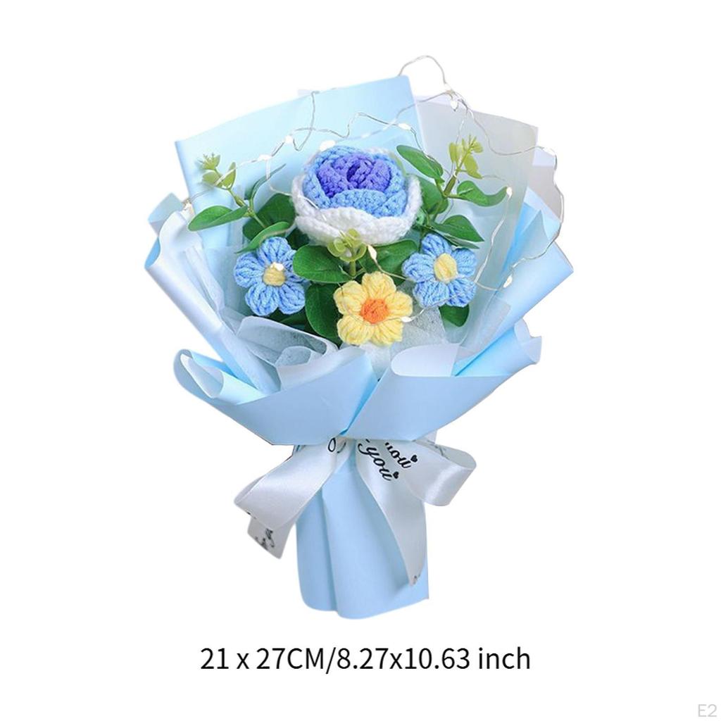 Crochet Flower Bouquet Artificial Flowers Home Decoration Knitting Mother Day Gift for Birthday