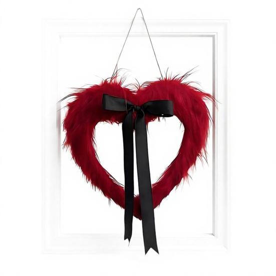 Yousheng Valentine's Day Door Banner with Heart Garland Festive Wall Hanging Decor for Party Home Window Decorative Wreath for Indoor Outdoor Holiday