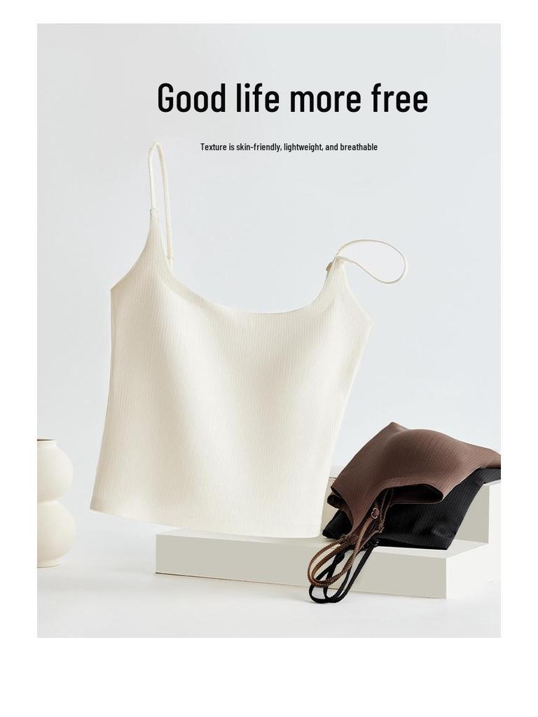 2025 Новая женская бесшовная весенняя майка с нагрудными вкладышами - Удобная, стильная и подходящая для ношения как нижнее белье или как верхняя одежда
