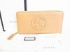 Authentic Soho Beige Leather Round Zip Long Wallet Purse #7795 Refurbished