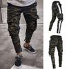 Mens Skinny Stretch Denim Pants Pleated Ripped Freyed Slim Fit Jeans Trousers