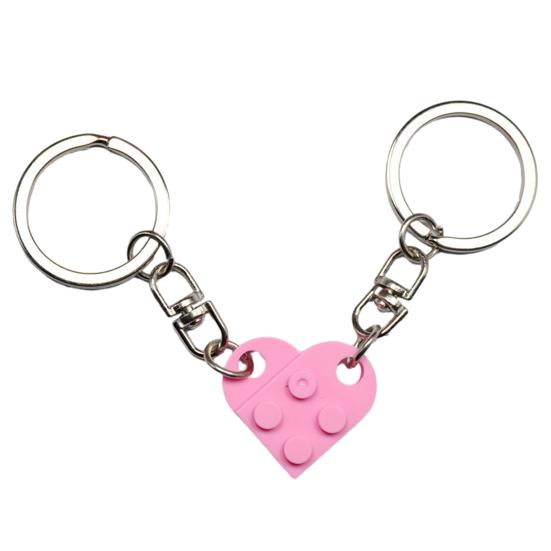 1 Pair Detachable Heart Pendant Keychain Matching Brick Key Ring Couple Lover Key Chain Valentine Day Gift