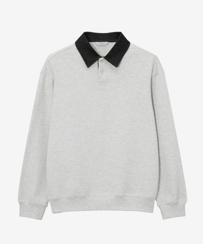 MINDBRIDGE Denim Collar Contrast Oversized Sweatshirt