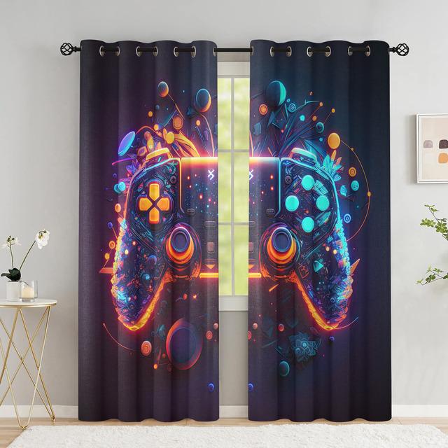 Игровые оконные шторы для мальчиков, затемненные шторы для геймпада для подростков, занавески для комнаты с контроллером видеоигр для гостиной
