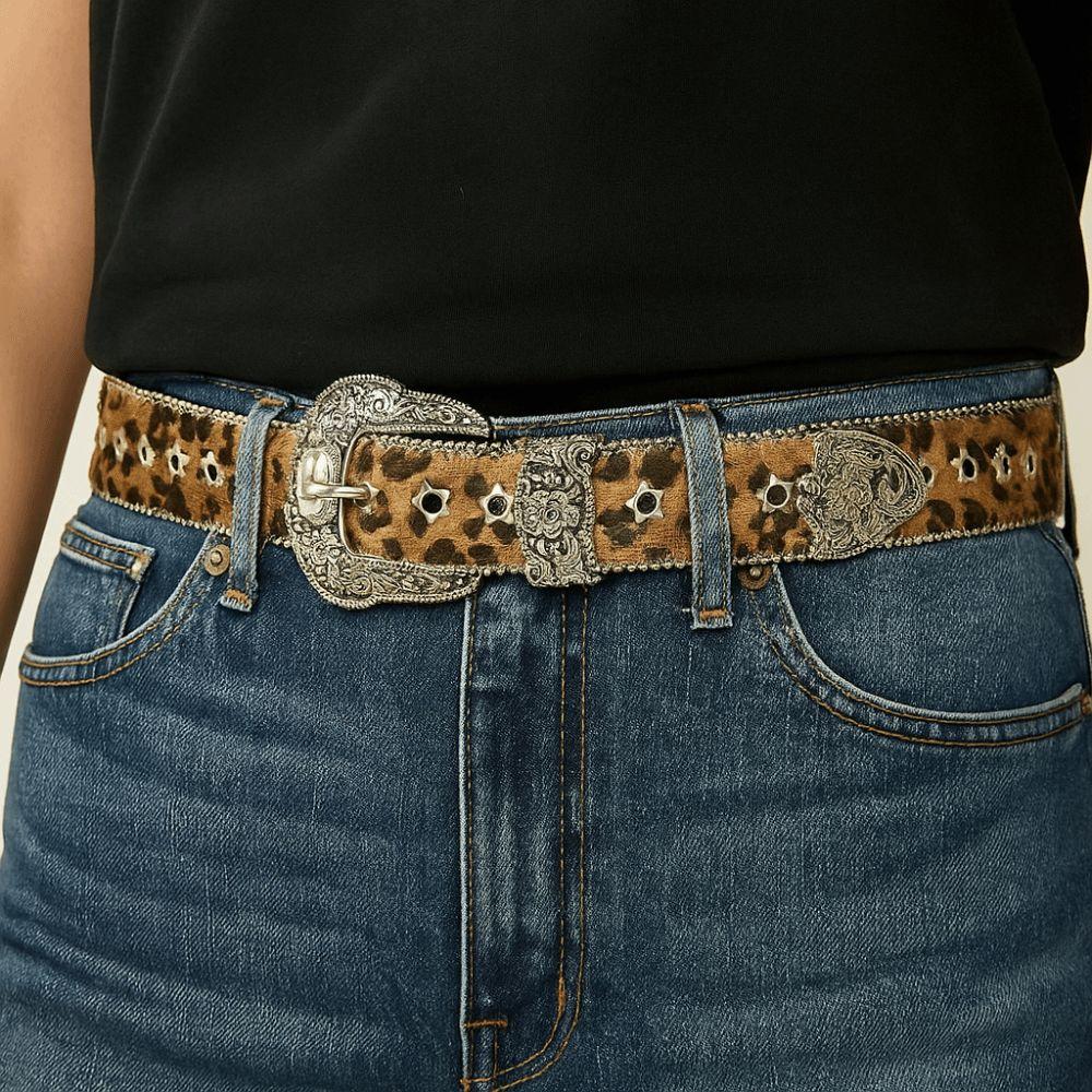 Pu Leather Gothic Leopard Belt Hip Hop Waistband Vintage Pin Buckle Belt  Jeans Accessories