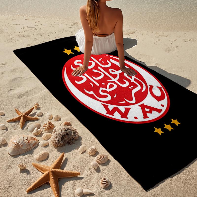 Wydad AC Football Club Emblem Microfiber Beach Towel, Lightweight And Quick-Dry, for Summer Travel, Beach Essential, Swimming Pool
