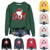 Women's Fashion Christmas Small Print Long Sleeve Loose Round Neck Sweatshirt