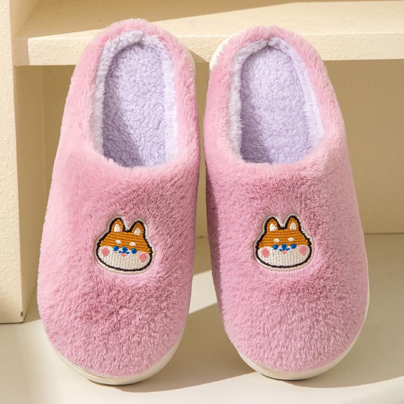 Home Home Fashion Warm Bag Head Plush Slippers Women'S Winter Couple Cartoon Personality Non-Slip Cotton Slippers