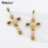 Индивидуальные 3-цветные стеклянные серьги-капли с крестом, винтажные романтические роскошные серьги со стразами для женщин, ювелирные изделия PD1300